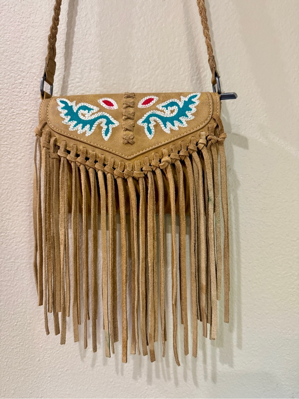 Wrangler Genuine Leather Fringe Crossbody Bag